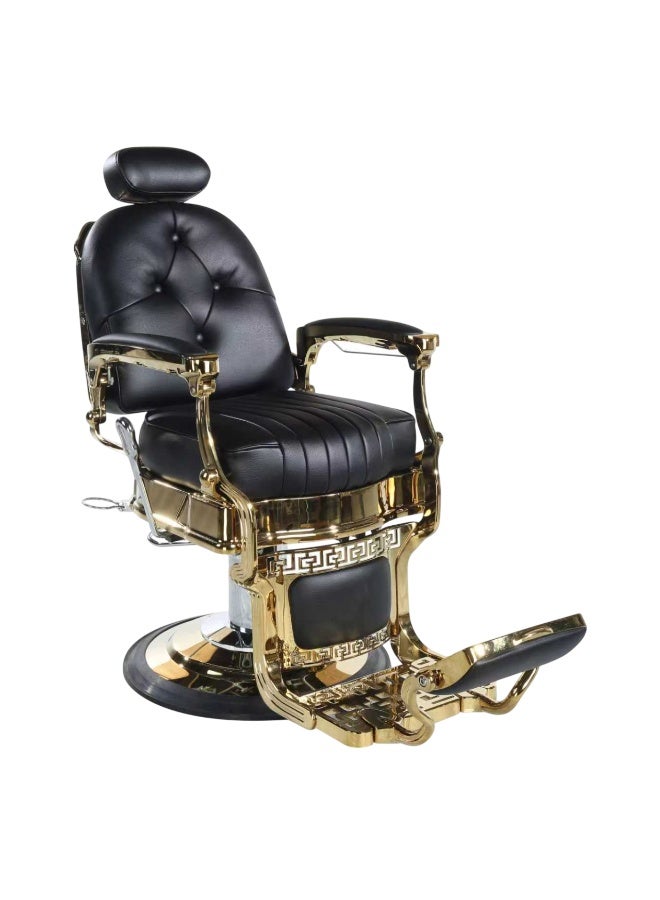 Vintage Luxury Multifunction Barber Chair Black & Gold – Heavy Duty Hydraulic Reclining Salon Chair with Adjustable Headrest, 135° Recline, Rotating Base & Footrest – Professional Barber Shop Styling Chair for Salon Spa Tattoo Studio - Image 1
